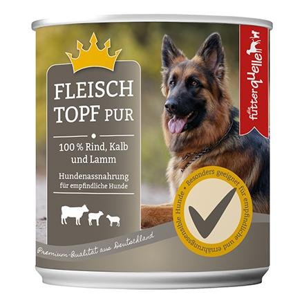 Fleischtopf pur - Hundenassnahrung für empfindliche Hunde - Premium-Qualität aus Deutschland